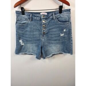Discount Divas Boutique Womens XL Distressed Denim Jean Shorts Button Fly